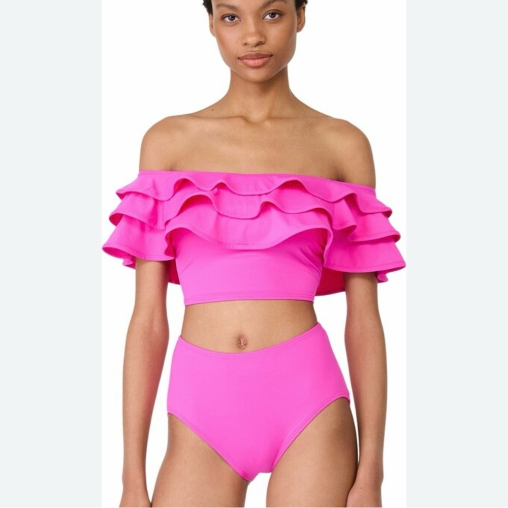 🆕 Kate Spade Off Shoulder Ruffle Top and High Waist Bikini - Picture 1 of 12